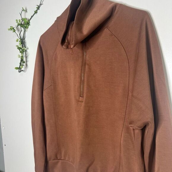 Brown Rust Pullover Funnel Neck Sweatshirt Butter Soft - Picture 2 of 8